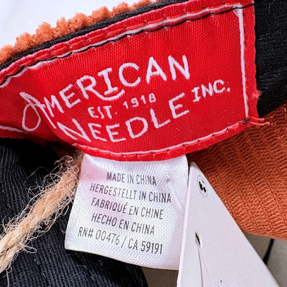 American Needle Embroidered Cowboy Script Terra Cotta Corduroy Snapback Hat NWT